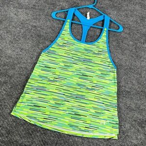 Under Armour Tank Top Shirt Womens Small Green Blue Sleeveless Heat Gear Gym Run